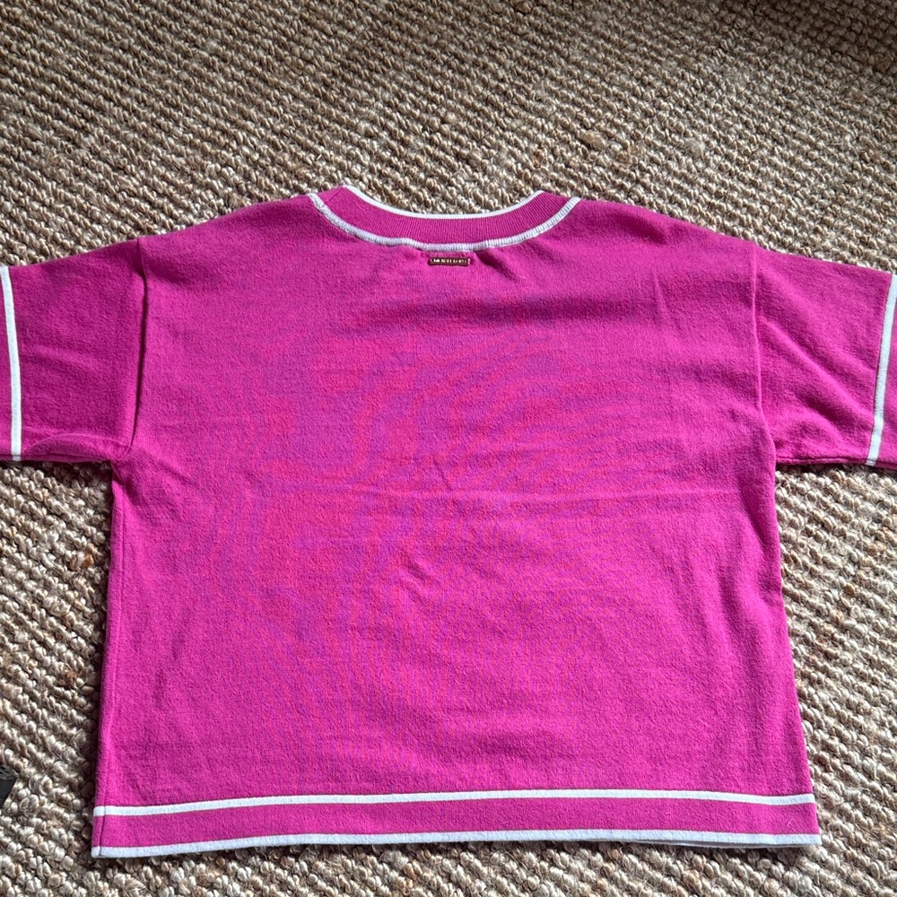 ⚜️ MICHAEL KORS Women’s Fuchsia Short Sleeve Sweater Size Small ⚜️ - Picture 4 of 15